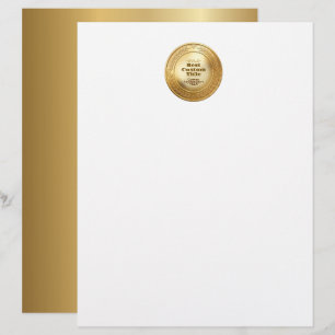 Papel Timbrado Medalha de Ouro Realista 3D Personalizável e Premi