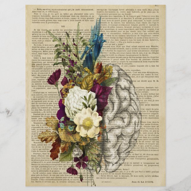Papel Timbrado medical floral brain anatomy poster (Frente)