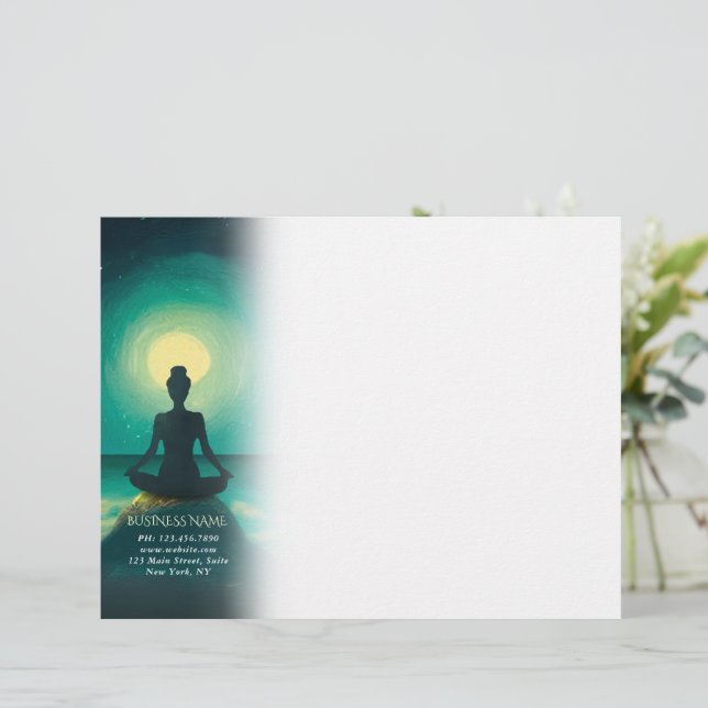 Papel Timbrado Meditação de Yoga - Noite de Estrelas de Lua Compl (Em pé/Frente)