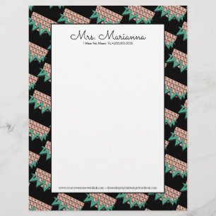 Papel Timbrado Melão Geométrico Padrão Verde Formas de Verão