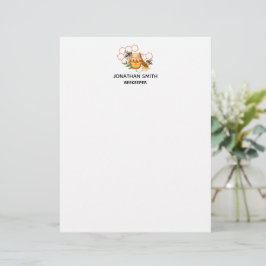 Papel Timbrado Melharias em Aquarela Moderna com abelha