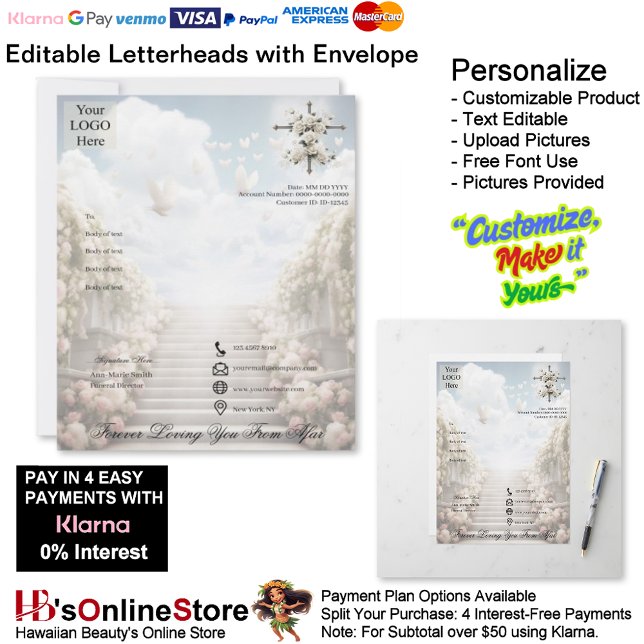 Papel Timbrado Memorial Letterhead & Envelope Forever Loving You (Memorial Letterhead & Envelope Forever Loving You.)
