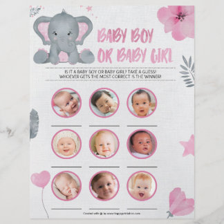 Papel Timbrado Menino Ou Menina [Elefante Bebê [Rosa]]