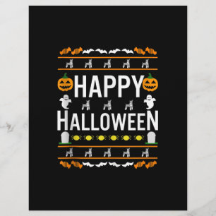 Papel Timbrado Miniatura Schnauzer Halloween Figurino Preguiçoso