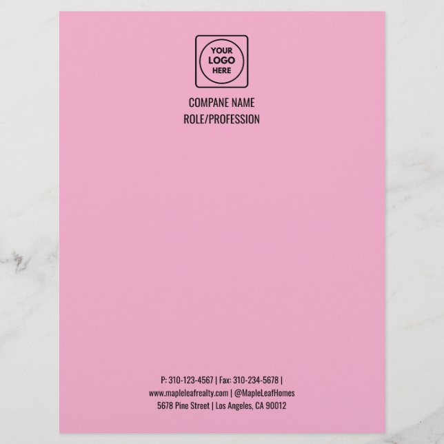 Papel Timbrado Minimalist Custom Logo Text Professional  (Frente)