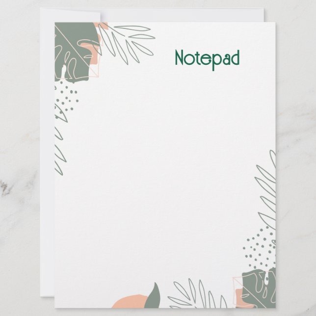 Papel Timbrado Minimalist plant paper notebook (Frente)