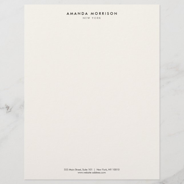 Papel Timbrado Minimalista Luxury Boutique Ivory Letterhead (Frente)
