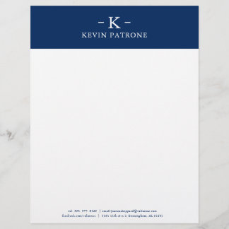 Papel Timbrado Minimalística Elegante de Marinho Azul e Branco