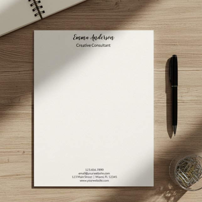 Papel Timbrado Mínimo Elegante Profissional  (Criador carregado)