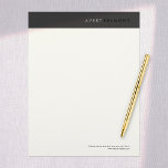 Papel Timbrado Mínimo Negro Simples e Moderno Profissional<br><div class="desc">Limpe o design mínimo com fundo preto sólido.</div>