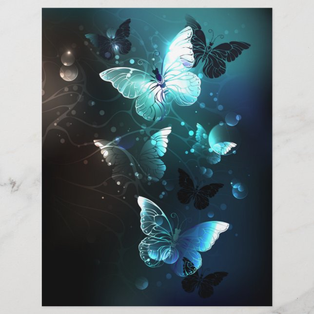 Papel Timbrado Mint Night Butterflies (Frente)