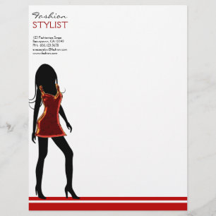 Papel Timbrado Moças de moda em Modelo de cartola vermelho