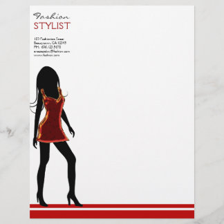 Papel Timbrado Moças de moda em Modelo de cartola vermelho