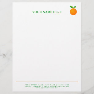 Papel Timbrado modelo com logotipo de fruta laranja