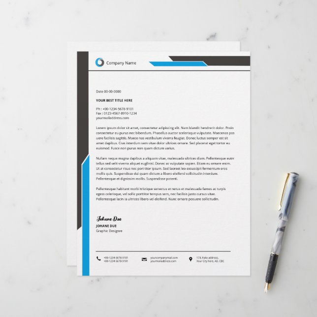 Papel Timbrado Modelo de business letterhead - Design personalizá (Frente/Verso In Situ)