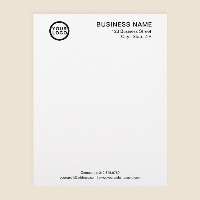 Papel Timbrado Modelo de Cabeçalho de Carta Comercial Clássico Br (Stylishly Personalize with Your Custom Logo, Business Name & Contact Information.)