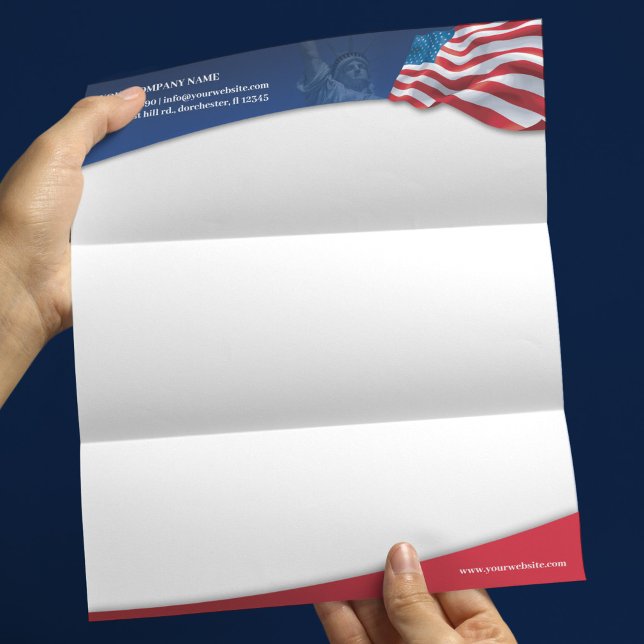 Papel Timbrado Modelo de Cabeçalho de Carta Comercial com Bandeir (Criador carregado)