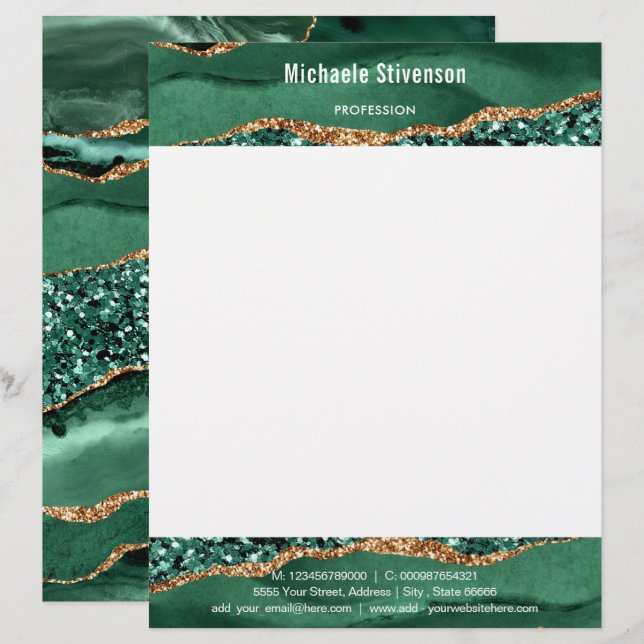Papel Timbrado Modelo de cabeçalho de carta emoldurado com brilho (Frente/Verso)