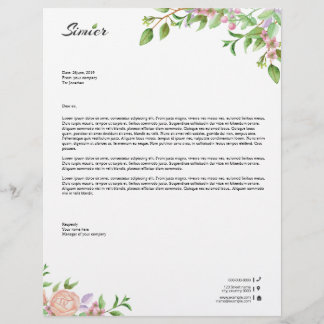 Papel Timbrado Modelo de Cabeçalho de Carta Floral para Negócios