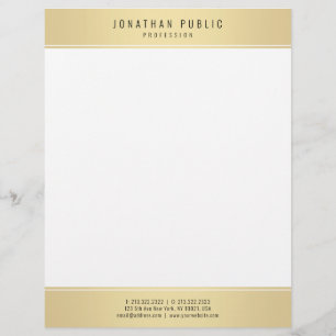 Papel Timbrado Modelo de Glamor Elegante Branco Dourado e Moderno