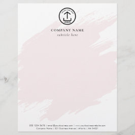 Papel Timbrado Modelo de Logotipo Empresarial com Aquarela Rosa M