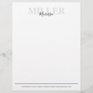 Papel Timbrado Modelo de Nome Monograma Simples Caligrafia Modern