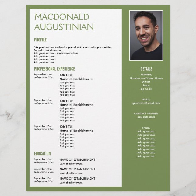 Papel Timbrado Modelo de RESUMO moderno - VERDE de Fotografias Pe (Frente)