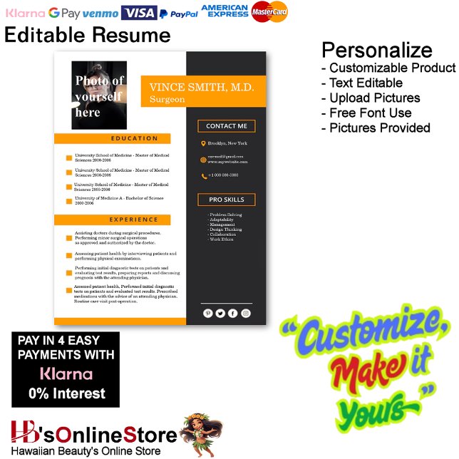 Papel Timbrado Modelo de retomada personalizável com a foto 5 (Customizable Resume Template with Photo Letterhead 5.)