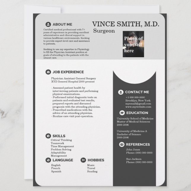 Papel Timbrado Modelo de Retomar Personalizável com Foto 12 (Frente)