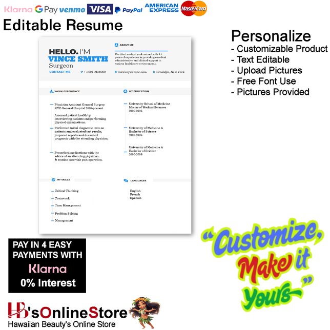 Papel Timbrado Modelo de Retomar Personalizável com Foto 13 (Customizable Resume Template with Photo 13 Letterhead.)