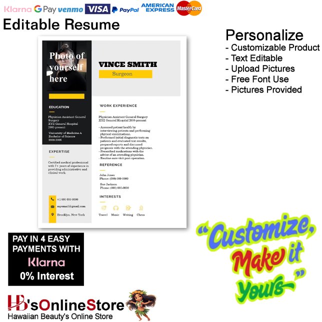 Papel Timbrado Modelo de Retomar Personalizável com Foto 15 (Customizable Resume Template with Photo Letterhead 15.
)