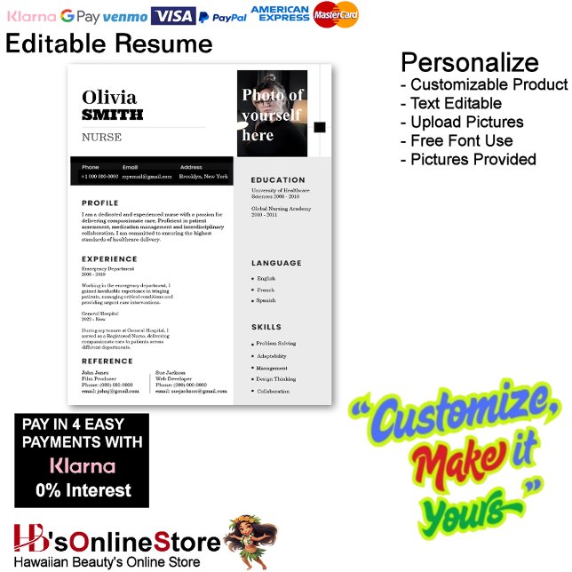 Papel Timbrado Modelo de Retomar Personalizável com Foto 19 (Customizable Resume Template with Photo Letterhead 19.)