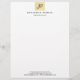 Papel Timbrado Modelo Dourado do falso elegante do monograma