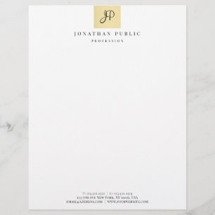 Papel Timbrado Modelo Dourado do falso Monogrammed elegante na