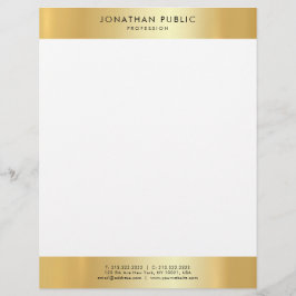Papel Timbrado Modelo Elegante branco mínimo moderno e Dourado