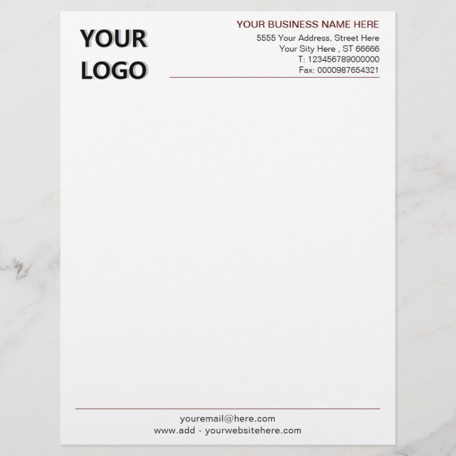 Papel Timbrado Modelo Letterhead de empresa personalizada simples (Frente)