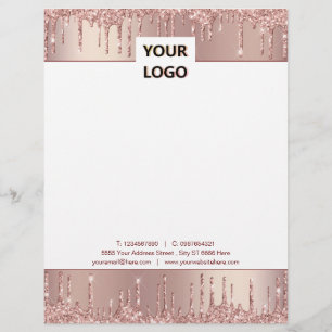 Papel Timbrado Modelo Letterhead para Empresas com Glitter Dourad