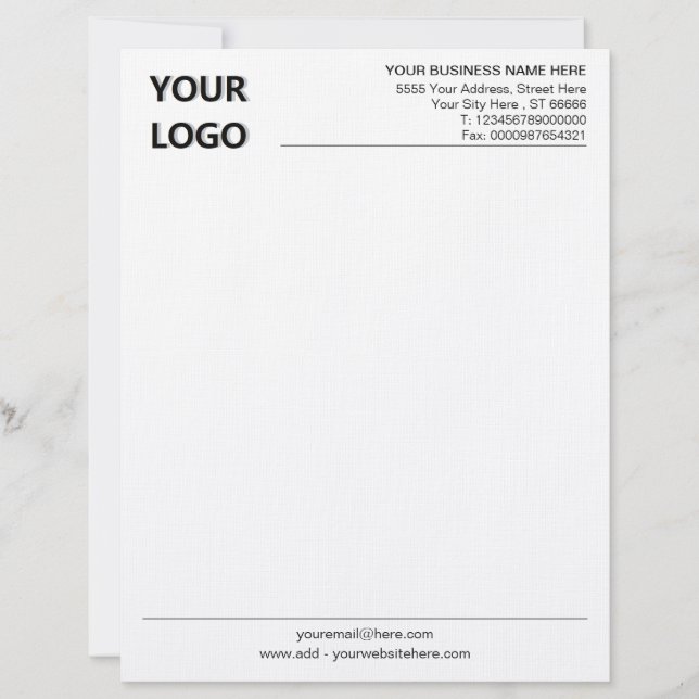 Papel Timbrado Modelo Letterhead para Empresas Personalizado (Frente)