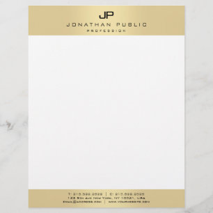 Papel Timbrado Modelo moderno de monograma personalizado dourado 