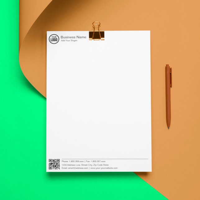 Papel Timbrado Modelo Para Empresas Com Logotipo E Código QR (Criador carregado)