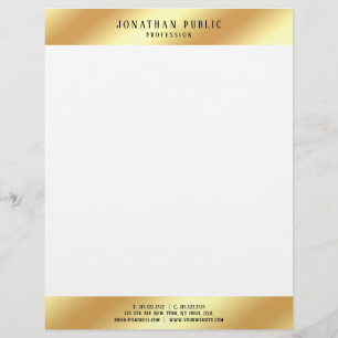 Papel Timbrado Modelo Simples Elegante Moderno, Dourado E Branco