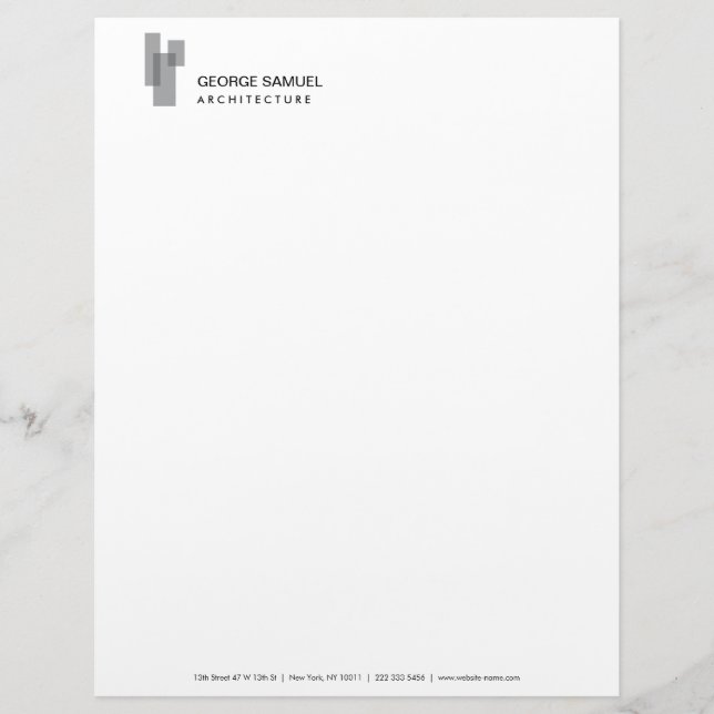 Papel Timbrado Modern Architectural Blocks Logo Gray/White  (Frente)