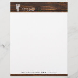 Papel Timbrado Modern Architectural Blocks Logo II on Dark Wood 