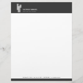 Papel Timbrado Modern Architectural Blocks Logo White/Gray 