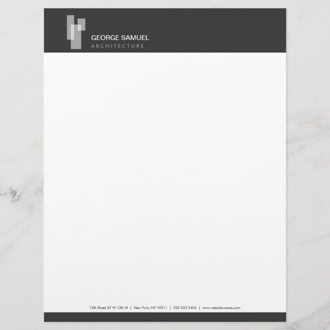 Papel Timbrado Modern Architectural Blocks Logo White/Gray  (Frente)