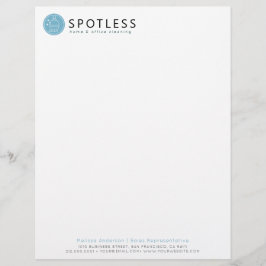 Papel Timbrado Modern Blue Broom Logo Cleaning Service