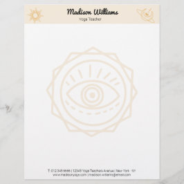 Papel Timbrado Modern Boho Místico Amarelo Sol e Lua Yoga