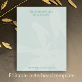 Papel Timbrado Modern Elegant Green Script Personalized Business