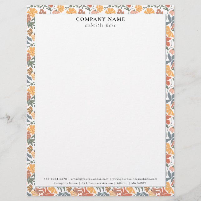 Papel Timbrado Modern Mid Century Pattern Company Name Details (Frente)