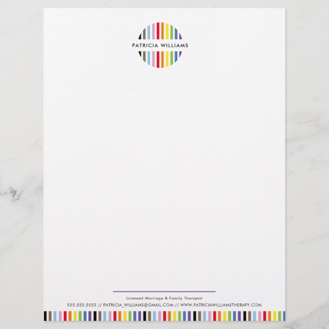 Papel Timbrado MODERN MINIMAL stripe logo rainbow pride LGBTQ (Frente)